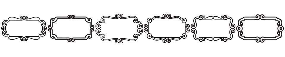 Elegant ornamental square frames featuring swirl patterns for invitations. Stock Illustration