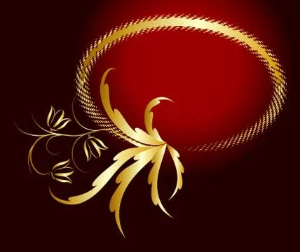 Elegant oval frame with flower. Stock Illustration
