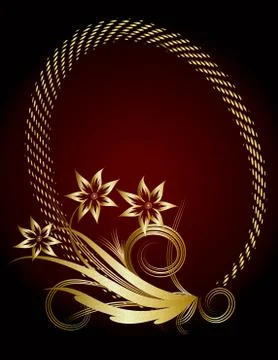 Elegant oval frame with flower. Stock Illustration