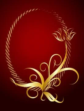 Elegant oval frame with flower Stock Illustration