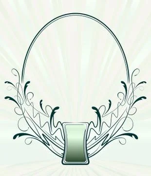 Elegant oval frame with rays. Stock Illustration