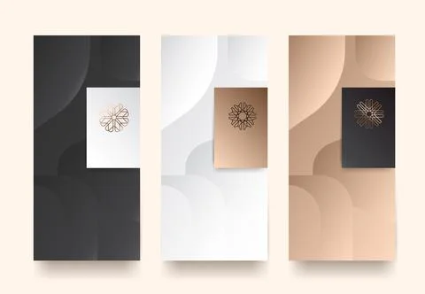 Elegant packaging background with soft geometric curves in neutral gradient.. Illustrazione stock
