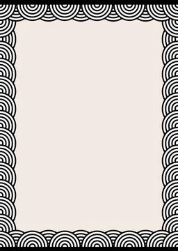 Elegant page border featuring a repeating pattern of black and white Japane.. Stock Illustration