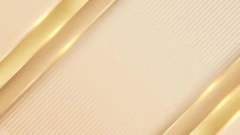 Elegant paper layer background in 3d paper art style with gold line. Stockillustratie
