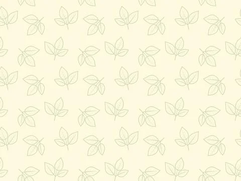Elegant pastel green leaf pattern on a soft yellow background.  Perfect for.. Stock Illustration