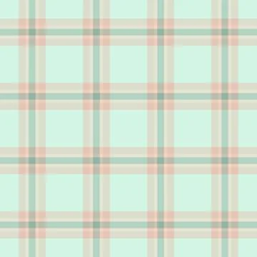 Elegant pastel plaid pattern in mint, peach and cream. Timeless design ideal  Stock Illustration