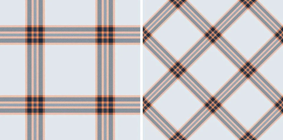 Elegant pastel plaid patterns in two stylish variations classic grid and diag Stock Illustration
