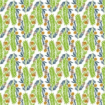 Elegant pattern with floral element. Herbal, botanical theme vector backgroun Stock Illustration