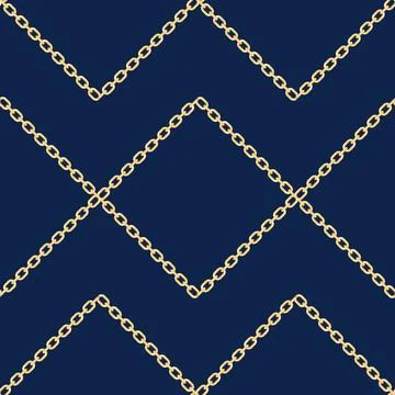 Elegant pattern with golden ring chain on blue Stock Illustration