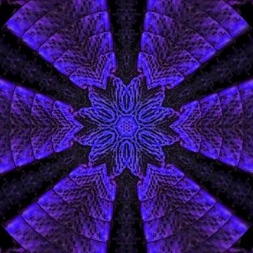 Elegant pattern in neon violet and blue colors. Star mandala Illustrazione stock