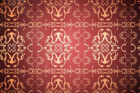 Elegant patterned wallpaper in red and gold Stock Illustration