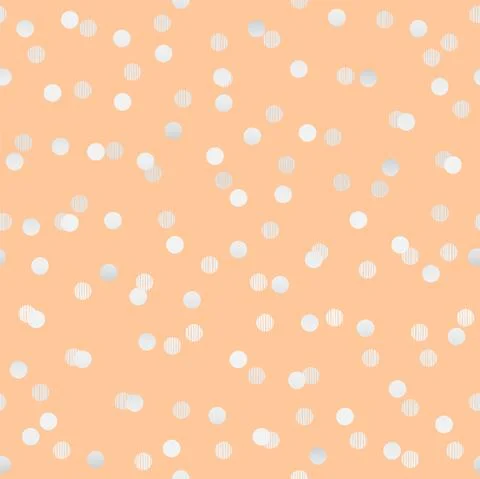 Elegant Peach Seamless Dot Repeat Pattern Background with Silver Polkadots Stock Illustration
