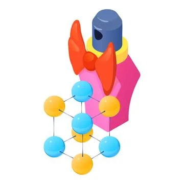Elegant perfume icon isometric vector. Bottle of perfume and molecule symbol Stock-Illustration