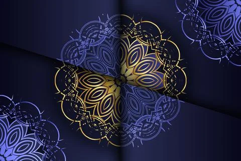 Elegant Persian Inspired Mandala Pattern On Deep Blue Background Illustration