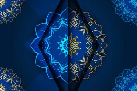 Elegant Persian Inspired Mandala Pattern On Deep Blue Background Stock Illustration