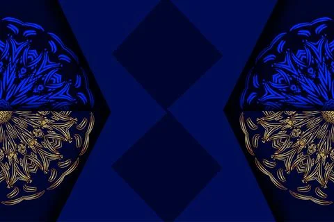 Elegant Persian Inspired Mandala Pattern On Deep Blue Background Stock Illustration