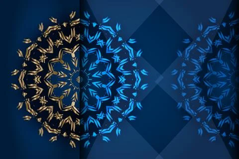 Elegant Persian Inspired Mandala Pattern On Deep Blue Background Stockillustratie