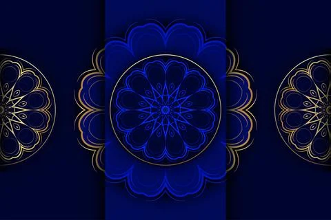 Elegant Persian Inspired Mandala Pattern On Deep Blue Background Stock-Illustration