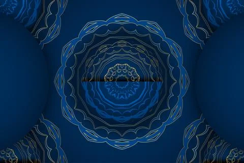 Elegant Persian Inspired Mandala Pattern On Deep Blue Background 스톡 일러스트