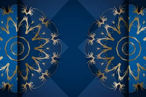 Elegant Persian Inspired Mandala Pattern On Deep Blue Background 스톡 일러스트