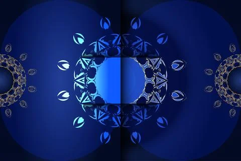Elegant Persian Inspired Mandala Pattern On Deep Blue Background Illustrazione stock