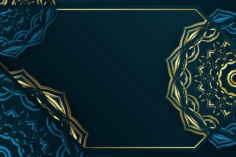 Elegant Persian Inspired Mandala Pattern On Deep Blue Background Illustrazione stock