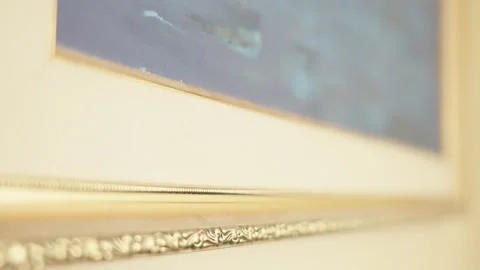 Elegant Picture Frame with Blurred Artwork Background in Tallinn on Estonia Stock Footage 263450767