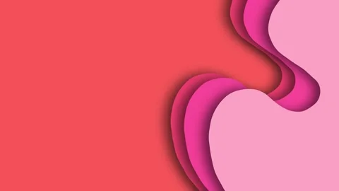 Elegant Pink and Red Abstract Paper Cut Wavy Layered Background Motion Graphi Stock Footage 344127320