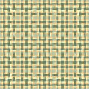 Elegant pixelated tartan pattern in soft green and yellow hues. A seamless .. Stock Illustration