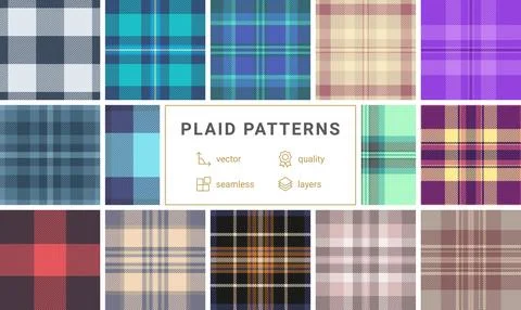 Elegant plaid pattern bundle wedding stationery. Soft tartan options add un.. Stock Illustration