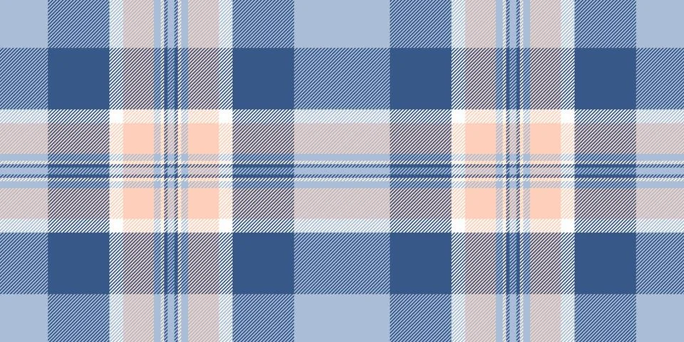 Elegant plaid pattern featuring soft blues, peaches, and creams, creating a v Illustrazione stock