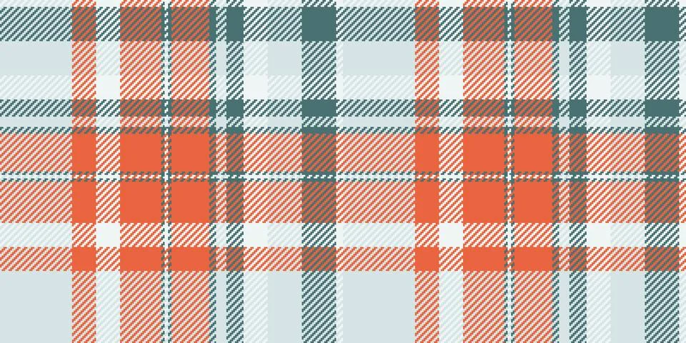 Elegant plaid pattern with intersecting lines in orange, teal, and light gray Stock Illustration