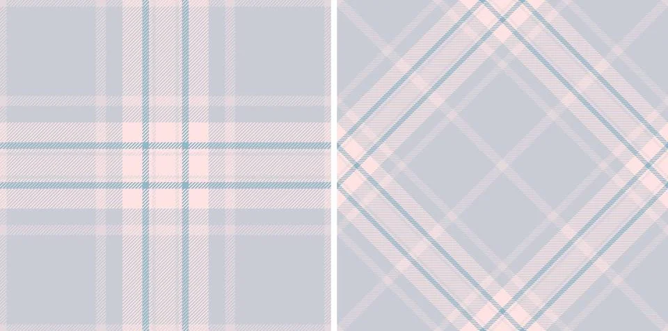 Elegant plaid pattern set. Delicate pink and blue tones create a soothing, .. Stock Illustration