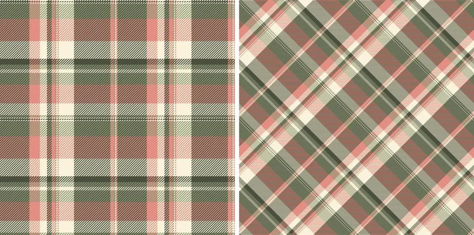 Elegant plaid patterns in soft blush, sage green, and cream. Perfect for text Stock Illustration