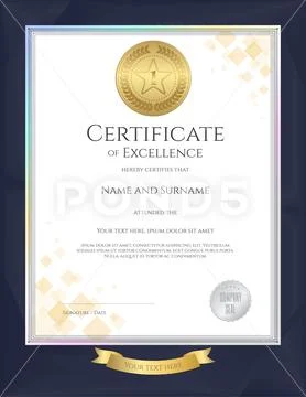 Elegant portrait certificate template for excellence, achievement, apprecia.. Stock Illustration