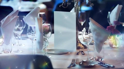 Elegant prepared table for dinner Stock Footage 246124608