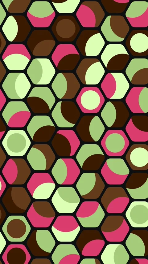 Elegant Procedural Circles Hex Mesh Geometric Motion Background Stock Footage 333051159