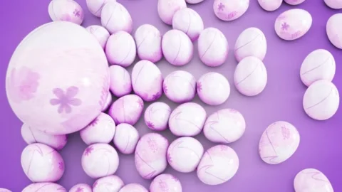 Elegant Purple Easter Eggs Roll Background Stock Footage 269306085