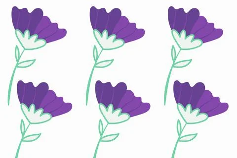 Elegant Purple Flower Pattern on White Background for Decorative Design Stock Illustration