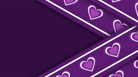 Elegant Purple Heart Pattern Background with Diagonal Stripes and Copy Space. Stock Illustration