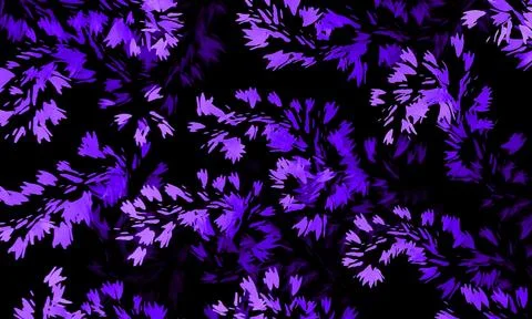 Elegant purple leaf branch pattern on black background Stock Illustration
