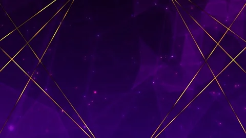 Elegant purple polygon visual gold diagonal lines, glowing network mesh, and ref Stock Footage 340575811