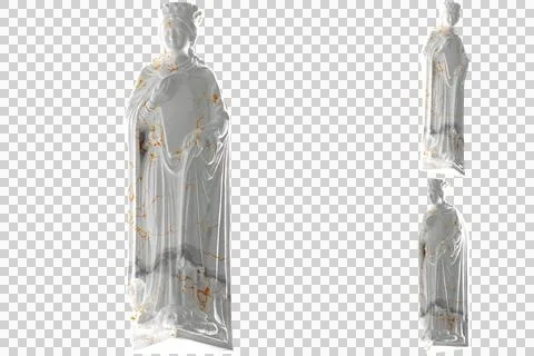 Elegant Queen of Sheba 3D render with white marble and gold material, perfect Stock Illustration