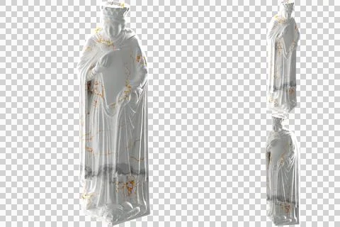 Elegant Queen of Sheba 3D render with white marble and gold material, perfect Stock Illustration