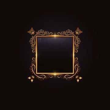 Elegant rectangle frame black gold background design 스톡 일러스트