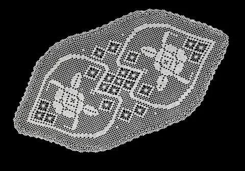Elegant Rectangular Crochet Lace Doily with Floral Patterns Stock Photos