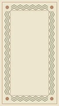 An elegant rectangular frame combines chevrons, floral corner accents, and .. Illustrazione stock