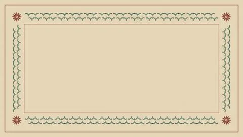 An elegant rectangular frame combines delicate geometric borders and floral.. イラスト素材
