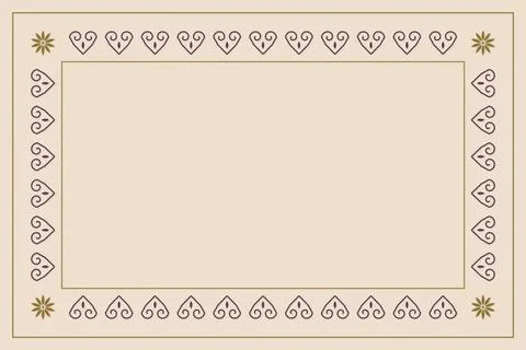 An elegant rectangular frame features repeated heartlike scrolls and small .. Stock Illustration