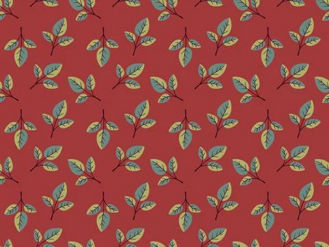 Elegant red backdrop adorned with a repeating pattern of stylized teal and .. Stock Illustration